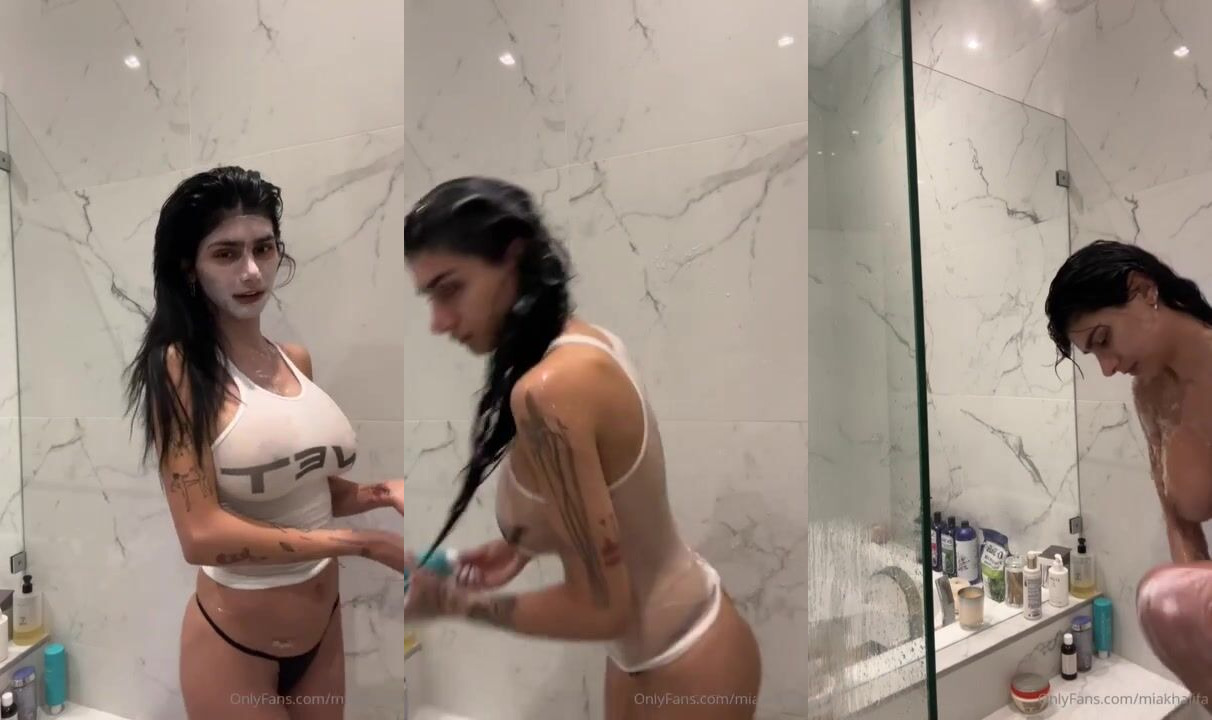 Mia Khalifa Nude Wet Tank Top Shower Livestream Leaked