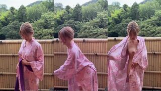 Mina Yahagi Aka Maypowpow Kimono Outdoor Striptease