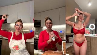 Xxlilylynnxx Red Dress Kitchen Strip & Boobs Play Onlyfans Leaked