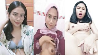 BEAUTIFUL CUTE SMALL TITS PETITE HIJABI MALAYSIAN SLIM BABE SQUEEZING TITS & SENSUAL