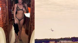 Wife stripping it off at work in a plane