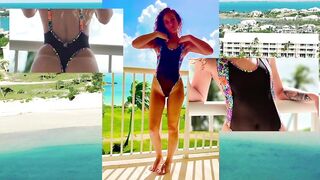 Wife stripping off that bikini on the balcony.