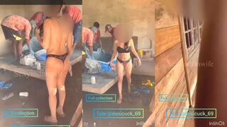 ndian hotwife hotlaava walking semi nude in front of labours. hotwife full dare