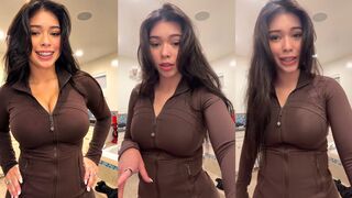 Aishah Sofey aka Kawaii Sofey strips nude, squeezes her boobs and shoes her but