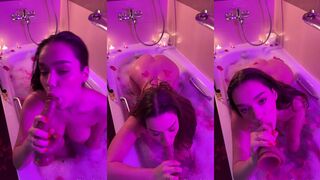 Seltin Sweet Enjoys Sucking Dildo In Bathtub