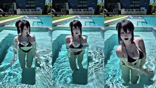 Pinkchyu Black Bikini Pool Tease OnlyFans Video Leaked